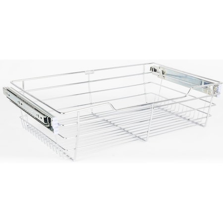 Hardware Resources Chrome Closet Pullout Basket with Slides 16"Dx29"Wx6"H POB1-16296CH